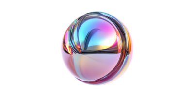 Abstract multicolored iridescent sphere with reflective surface isolated on transparent background png