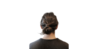 Back view of person with bun hairstyle isolated on transparent background png