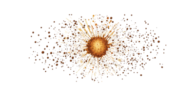 Brown ink splatter with radial pattern isolated on transparent background png