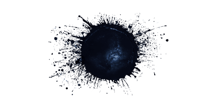astratto nero inchiostro spruzzo la creazione di circolare modello isolato su trasparente sfondo png
