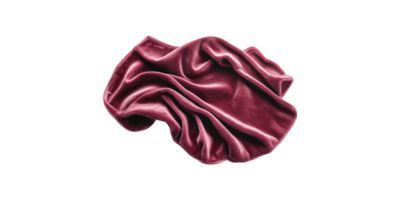 Crumpled red velvet fabric with soft texture isolated on transparent background png
