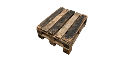 Weathered wooden pallet with dark planks isolated on transparent background png