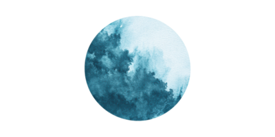 Abstract blue watercolor circle art isolated on transparent background png