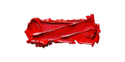 Red oil paint smear with textured brush strokes isolated on transparent background png