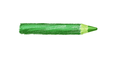 Green pencil crayon with textured shading isolated on transparent background png