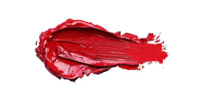 Vivid red lipstick smear showcasing glossy texture isolated on transparent background png