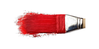 Red paintbrush stroke with metal ferrule isolated on transparent background png