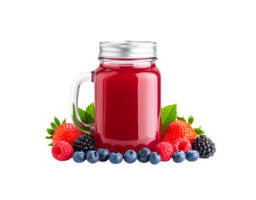 Berry Smoothie in Glass Jar with Silver Lid and Handle. png