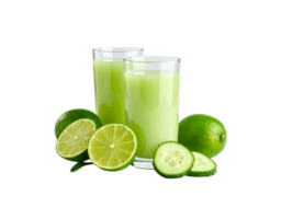 Refreshing Cucumber Lime Juice in Glassware with Fresh Fruits. png