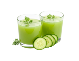 Refreshing Cucumber Juice in Glass with Dill and Sliced Cucumber. png