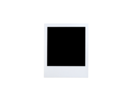 Classic White Polaroid Frame with Black Center on Black Background. png