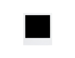 Blank White Polaroid Frame with Bottom Border on Black Background. png