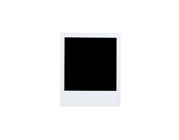 White Polaroid Frame with Black Center on Black Background. png