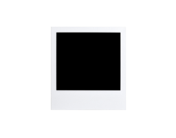 Classic White Polaroid Frame with Textured Bottom Border on Black Background. png
