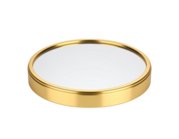 Elegant Round Mirror with Golden Frame Reflective Surface. png