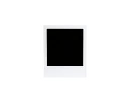Isolated White Polaroid Frame with Black Center on Dark Background. png