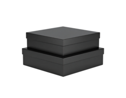 Stacked Black Gift Boxes with Lids Square Shape Minimalist Design. png