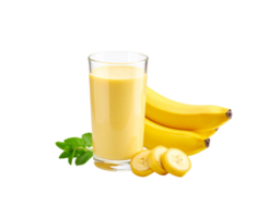 Refreshing Banana Smoothie in Glass with Fresh Bananas and Mint. png