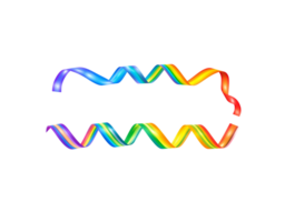 Two Colorful Rainbow Ribbons with Wavy Pattern on Black Background. png