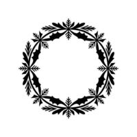 Winter Wreath Stylized Holly and Snowflake Ornament vector