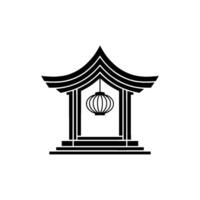 Minimalist Japanese Pavilion, Lantern Silhouette vector