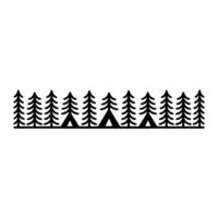 Minimalist Forest Line Tranquil Silhouette Landscape, Trees vector