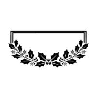 Elegant Winter Holly Frame, Vintage Style vector