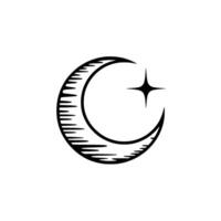Celestial Crescent Minimalist Moon with Star vector