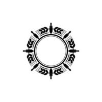 Elegant Circular Emblem, Vintage Wheat Border, Minimalist vector