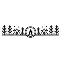 Minimalist Mountain Camp Silhouette - Rustic Adventure vector