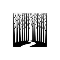 Silhouetted Forest Path, Minimalist Landscape vector