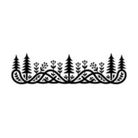 Stylized Forest Border, Hand-Drawn Woodland Motif vector