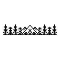 Minimalist Mountainscape Forest, Tent, and Scenic Horizon vector
