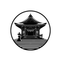 Serene Temple Emblem, Minimalist Japanese vector