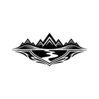 Stylized Mountain Reflection Emblem - Tranquil Wilderness Symbol vector