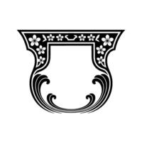 Elegant Shield Emblem, Japanese Floral vector