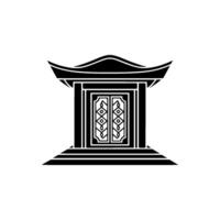 Minimalist Japanese Pavilion Silhouette, Serene Reflection vector