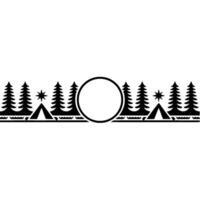 Rustic Wilderness Emblem, Circular Silhouette vector