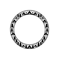 Rustic Circle Frame, Woodland Motif, Minimalist vector