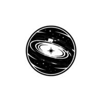 Cosmic Swirl Retro Planet Illustration, Vintage Space vector