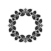 Minimalist Winter Wreath, Holly Snowflakes vector
