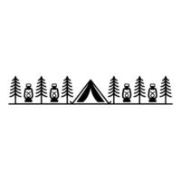 Rustic Camping Scene, Minimalist Silhouette vector