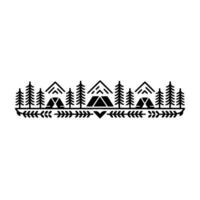 Minimalist Mountainscape Camping Adventure Silhouette - Mountains vector