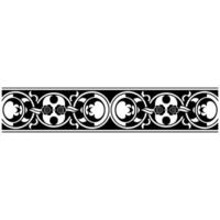 Intricate Black and White Floral Border, Medieval Style, Decorative vector