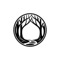 Mystical Forest Path Emblem, Vintage Illustration vector
