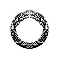 Circular Tree Emblem, Tribal, Symbolic Growth vector