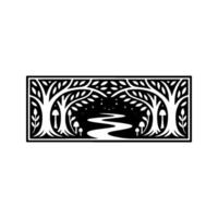 Enchanted Forest Silhouette, Lunar Stream vector