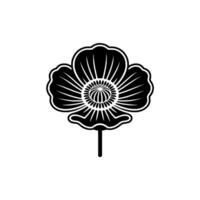 Minimalist Black Poppy Emblem, Serene Floral vector