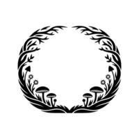 Mystical Mushroom Circle, Tribal Border, Organic vector