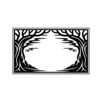 Stylized Tree Portal, Geometric Frame, Dark Silhouette vector